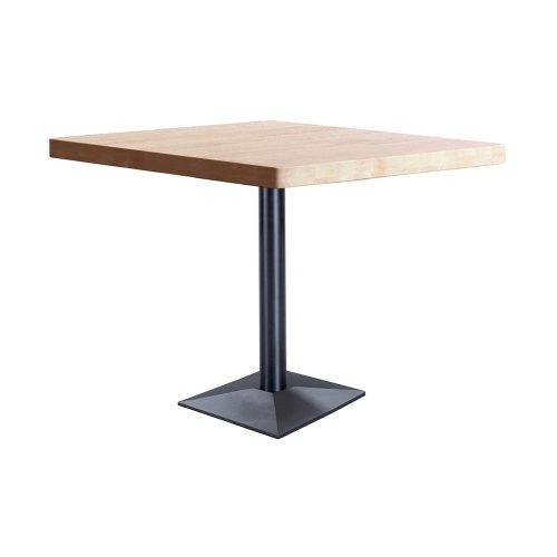 Mesa de comedor pedestal, cuadrada, tapa madera 60 x 60 cm, pie metal, roble claro - Helsingor