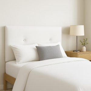 Cabecero blanco para cama individual, tapizado en polipiel, montado en dormitorio - Nantes