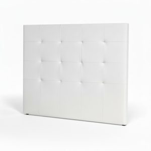 Cabecero al suelo blanco, camas 135, 140 cm, polipiel, acolchado cuadrados - Loira