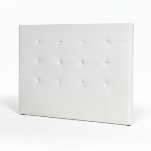 Cabecero al suelo blanco, camas 150, 160 cm, polipiel, acolchado cuadrados - Loira