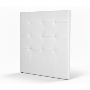 Cabecero al suelo individual, camas 80, 90, 105 cm, blanco, acolchado moderno polipiel, cuadrados - Loira