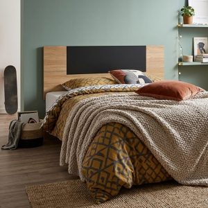 Cabecero individual de pared, roble-negro, montado en dormitorio juvenil 110 cm - Merz