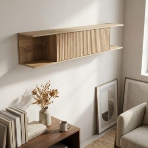 Mueble de pared, 1 puerta, diseño rayas verticales, montado una habitación - Rennes
