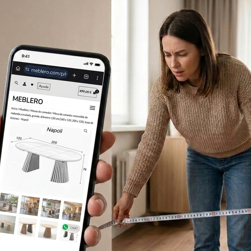 Antes de comprar, mide el espacio disponible y revisa las medidas del mueble en nuestra web