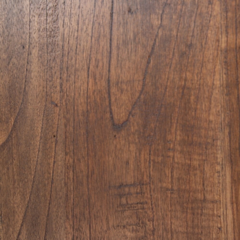 Textura de madera. Aparador de madera maciza mindi, estilo vintage, patas de metal, tablero colorido y estante - Jakarta